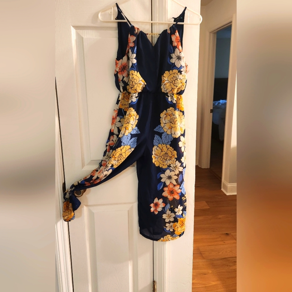 Blue floral jumpsuit
